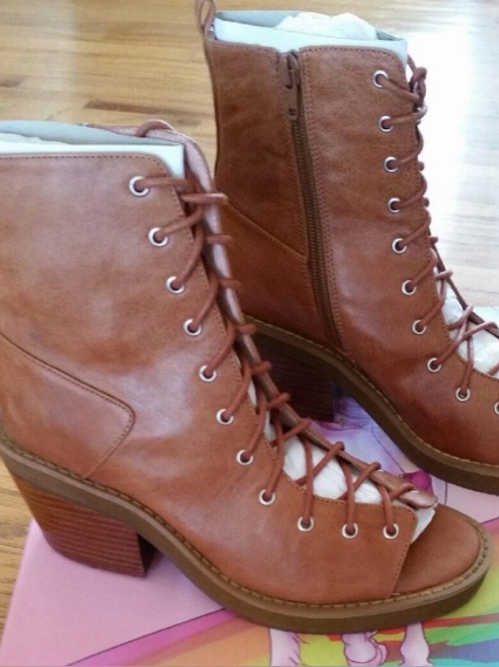 Jeffrey Campbell 9 Meriwidow Tan 100% Lambs Leather Lace Up Sandals